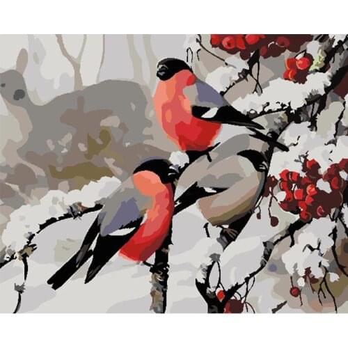 YNX new 5D diamond painting round diamond winter snow scene cross stitch square diamond DIY bird diamond painting on plum blosso