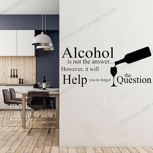 Funny Adult Wine Quotation Wall Sticker Wall Art Decal Home Decor Kitchen Funny Stickers The Question Wallpaper Murals rb388