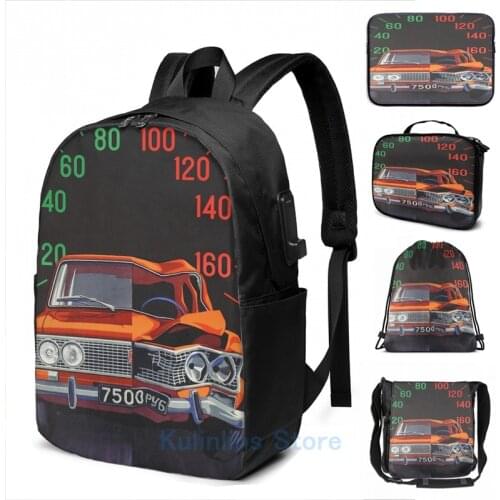 Funny Graphic print Lada Russian USSR USB Charge Backpack men School bags Women bag Travel laptop bag