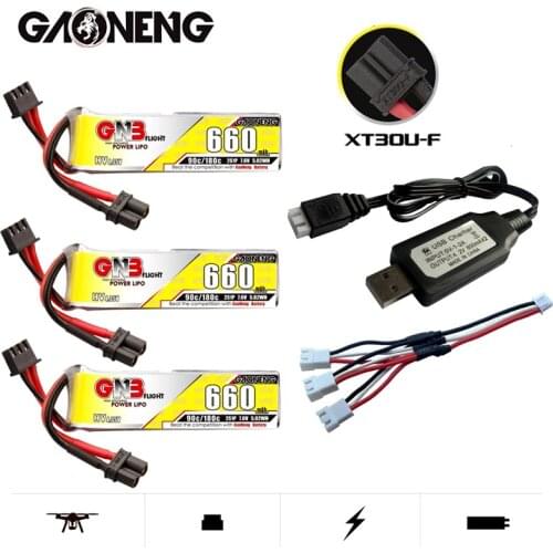 Max 180C GNB 2S HV Lipo Battery Charger Set 660mAh 7.6V with XT30U-F Plug for Happymodel FPV Racing Cine Whoop BetaFPV RC Drone