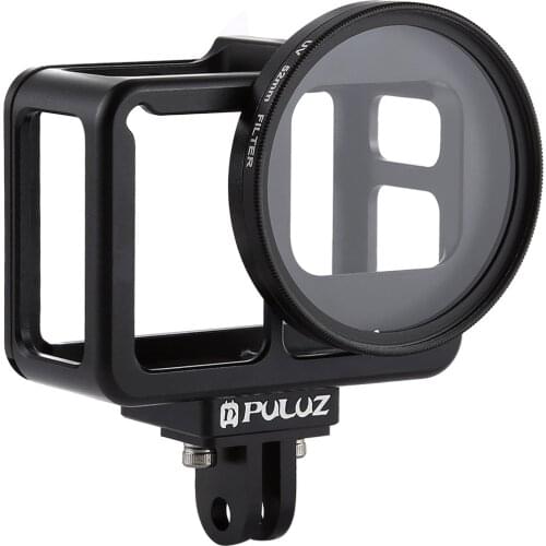 PULUZ Housing Shell CNC Aluminum Alloy Protective Cage with Insurance Frame & 52mm UV Lens for GoPro HERO7 Silver /7