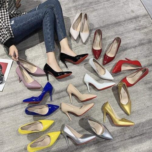 2021 Autumn and Winter Candy-colored Series High Heels Womens Sexy Pointy Stilettos Plus Size Comfortable Shoes 35-44 Size