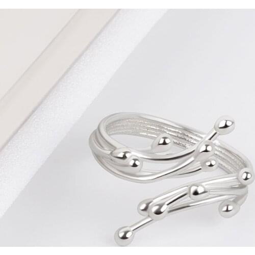 S925 Sterling Silver Flow Shape Opening Ring For Women Fashion Engagement Ring Sterling-silver-jewelry