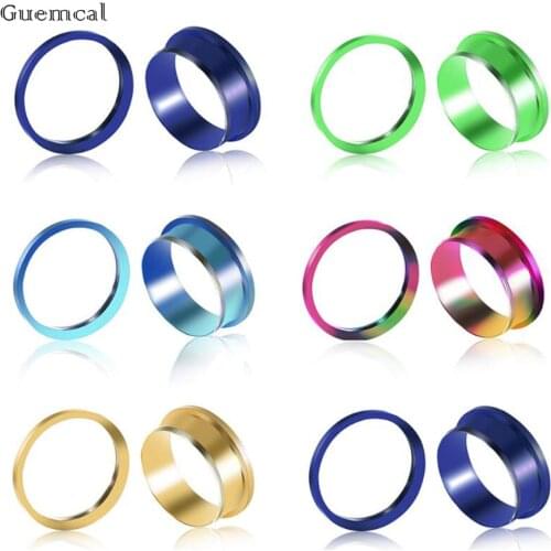 Guemcal 2.5-25mm Ear Gauge Plugs Stainelss Steel Fit Flesh Tunnel Eyelet Stretchers Expander Body Piercing Jewelry 1 Pair