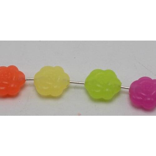 200 Mixed Jelly Color Acrylic Flower Charm Beads 10mm Double side Kids Crafts