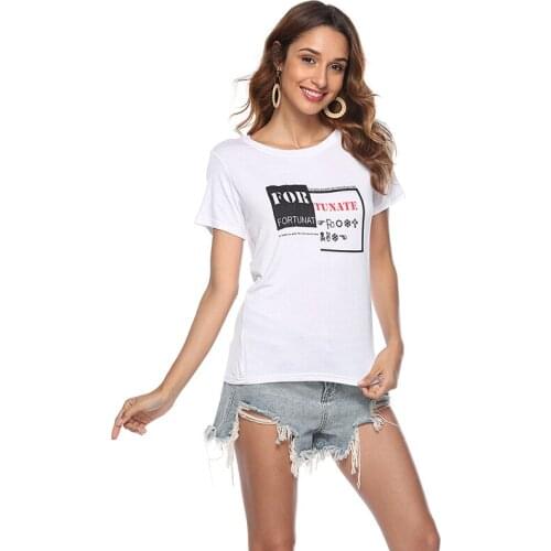 Females Short Sleeve Ladies Tee Shirt Girl Letter Printed T-shirts 2020 Top Tees High Street Casual Women Clothes
