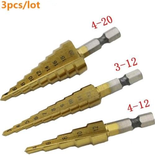 3-12mm 4-12mm 4-20mm Woodworking Step Cone Drill Bits