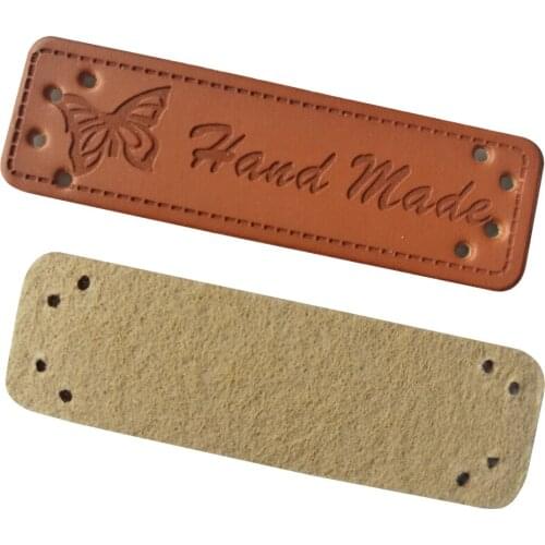 4 Options Animal Logo Hand Made Pu Clothing Labels for Gift Handwork Accessories for Butterfly Sewing Leather Decorative Tags