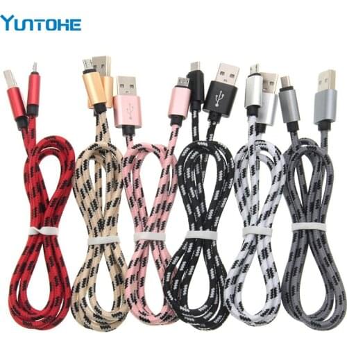 50pcs 0.25M 1M 2M 3M High Speed Metal USB braided Data Fast Charger Cable Micro USB 8 pin Type C Charging Cord For Mobile Phones