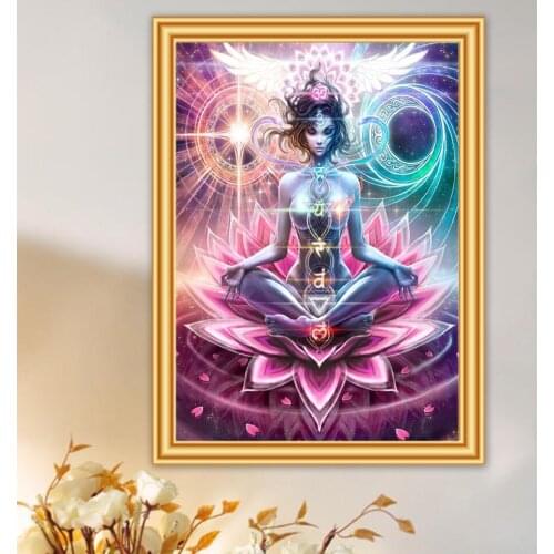 5D DIY Diamond Painting Buddha Cross Stitch Kit Full Square Round Drill Diamond Embroidery Mosaic Picture of Rhinestones Decor