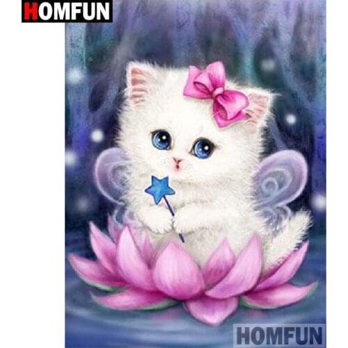 HOMFUN Full Square/Round Drill 5D DIY Diamond Painting "Cartoon cat"Embroidery Cross Stitch 5D Home Decor A02195