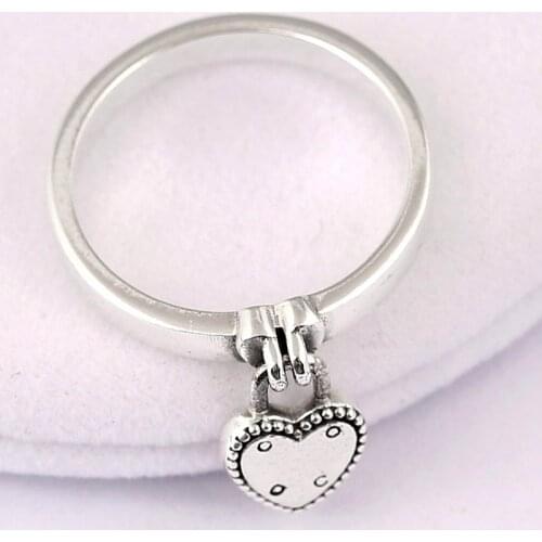 Bewill Original Heart-shaped Padlock Love Heart Lock Rings For Women 925 Sterling Silver Ring Gift Vanlentines Day Jewelry