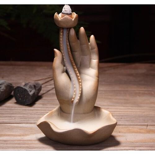 T Bergamot Backflow Incense Burner Buddhas-hand Buddhist Incense Cones Holder Use In Office Living Room Home Decor Cone Censer