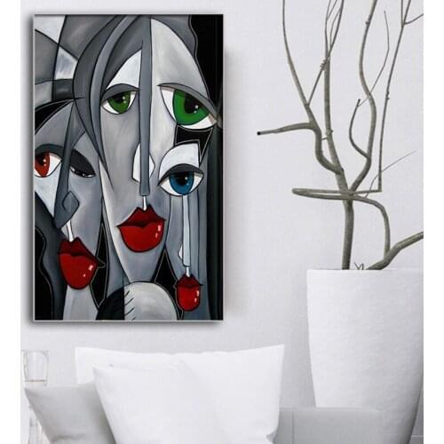 Large size full round drill Emeroidery diamond rhinestone painting cross stitch diamond mosaic woman face Colorful Abstract art