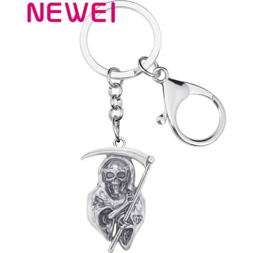 Newei Halloween Alloy Plated Antique Gold Grim Reaper Keychains Cute Keyring Jewelry For Women Kid Men Fashion Gift Accessories
