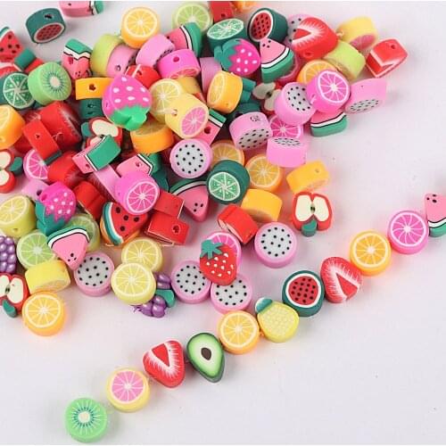 10mm Mixed Colors Fruit Smiley Shape Clay Spacer Beads Polymer Clay Beads For Jewelry Making DIY Handmade Accessories 10/30/50pc