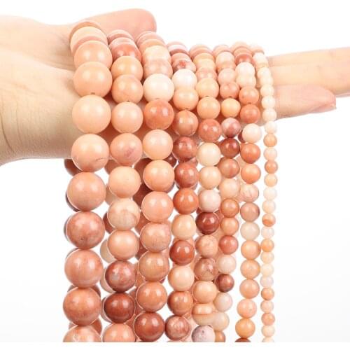 Natural Stone Pink Aventurine Beads Smooth Round Loose Spacer Bead For Jewelry Making Charm Bracelets DIY Necklace 4/6/8/10/12MM