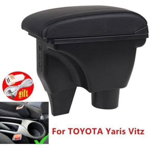 For TOYOTA Yaris Vitz armrest box Double layer Central console storage box USB LES light Charging with Automobile accessories