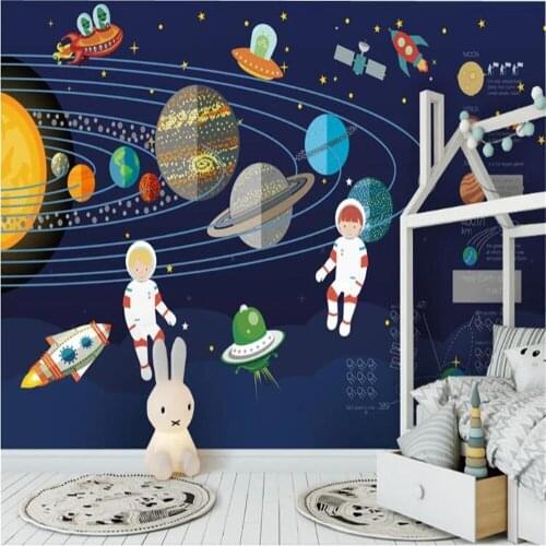 Milofi rocket space theme background wall children room background wall painting wallpaper