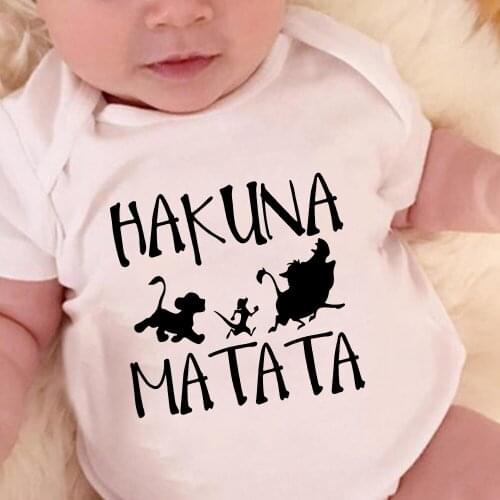 HAKUNA MATATA Funny Cartoon Toddler Bodysuits Harajuku Timon Pumbaa Simba Graphic The Lion King Baby Clothes