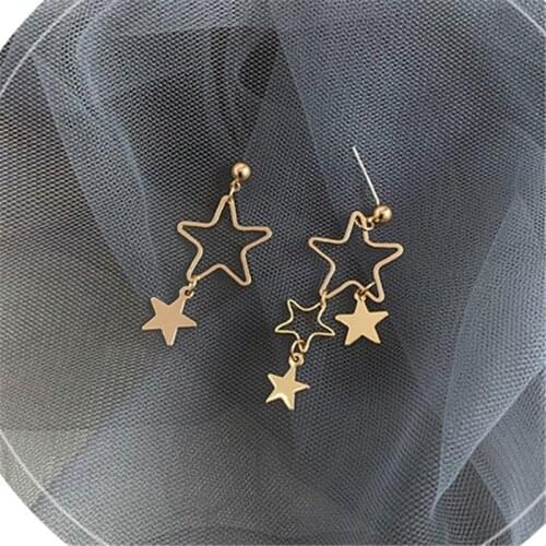 Fine earring jewelry lovely fashion stars long stars earrings girl tassel stud earrings Simple metal golden earrings for woman