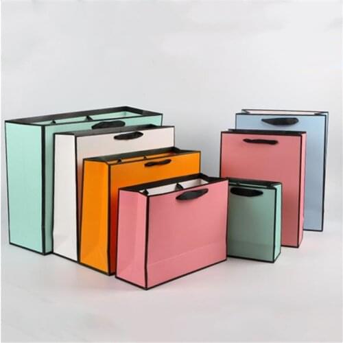 Thick White Cardboard Gift Bag Handle Clothes Paper Bags For Shopping Jewelry Paper Bags For Wedding Party Gift Bags 10pcs/lot