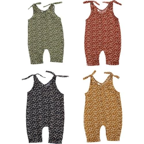 0-24M Newborn Baby Girls V-Neck Sleeveless Romper Children Breathable Cotton Suspender Jumpsuits