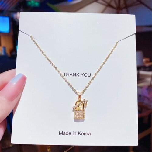 2021 summer simple and creative golden key lock pendant titanium steel necklace niche female Japanese and Korean clavicle chain