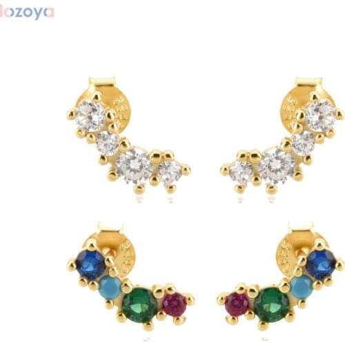 LOZOYA 925 Sterling Silver Gold Tutti Frutti 18k Gold Plated Guadaloupe Earrings Piercing aretes de mujer Jewelry Tiny Jewels