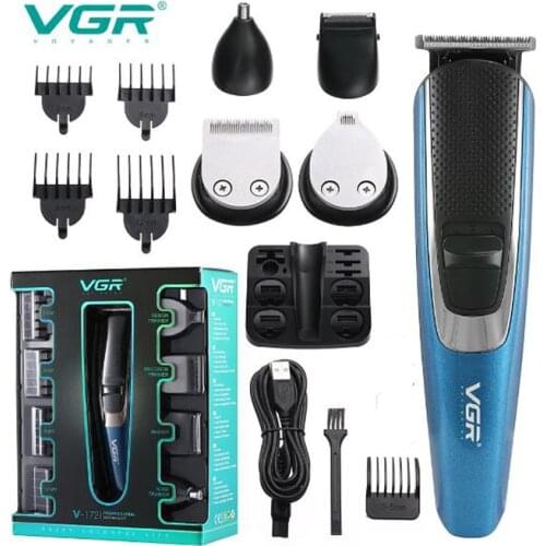 VGR hair trimmer USB rechargeable hair clipper haircut machine 10W 5in1 electric shaver beard trimmer nose trimmer hair carving