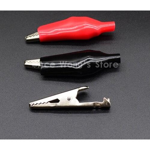 10pcs/lot 35MM Metal Alligator Clip Crocodile Electrical Clamp for Testing Probe Meter Black and Red with Plastic Boot