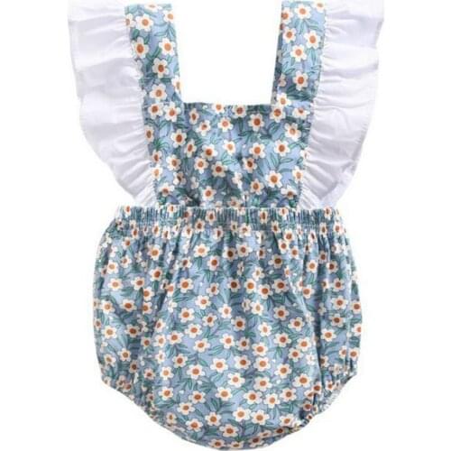 Cute Summer Newborn Baby Girls Clothes Flower Ruffled Floral Sleeveless Backless Romper Fashion Baby clothes