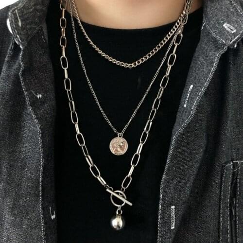 51227 Hanzhishang Ins Harajuku Style Street Hip-hop Multi-Layer Men and Women Fashion Cool Necklace Creative Simple Necklace