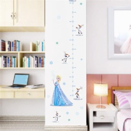 Cartoon Olaf Elsa Wall Stickers Kids Room Home Decoration Frozen Decals Anime Movie Mural Art Growth Chart For Height Measure