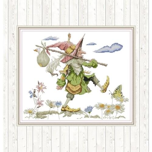 Printed Cross Stitch Kits Fabric Aida 14ct Canvas Water-soluble Fabric for Embroidery DMC DIY Hand Crafts Counted Needlework Set