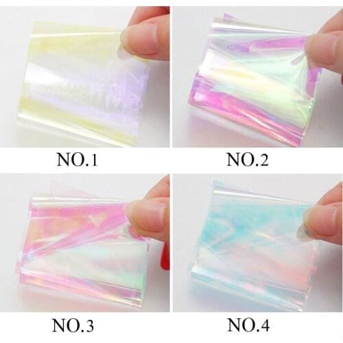 Nail Sticker Manicure Nail Sticker Glass Coloured Paper Mirror Sequins Strip Nail Aurora Cellophane Mirror Symphony Glazed Nail