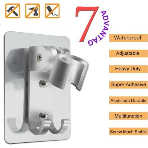 Wall Gel Mounted Shower Head Stand Bracket Holder Hand Held Bathroom Shower Head Fitting Portable Bathroom Accessories Duchas