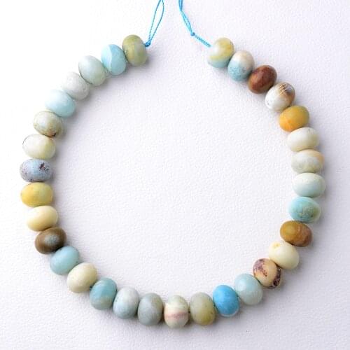 2 strands Womens Natural Amazonite Faceted Loose Beads 15.5'' Per Strand Size 14x18mm