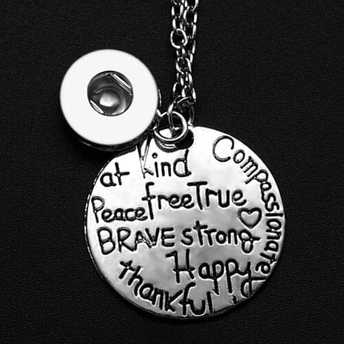 New DJ0043 Beauty Fashion Round Words charm Snap necklace 50cm fit DIY 12MM charm snap buttons jewlery