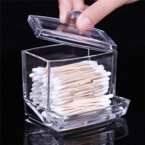 Transparent Clear Acrylic Q-tip Holder Box Cotton Swabs Stick Storage Cosmetic Makeup Case Boxes