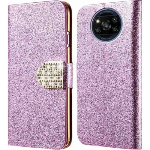 Luxury Glitter Leather Flip Phone Case for POCO X3 NFC C3 M2 F2 Pro Funda De For Carcasas Xiaomi POCO X3 Pro Mujer X3 Pro Cover