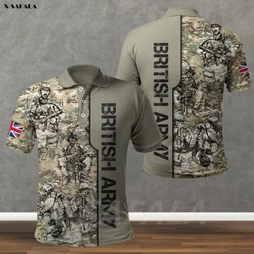 British Australia UK Army Veteran 3D Printed High Quality New Polyester Fiber Men Female Collar Polo Shirt Tee Tops Anti Shrin