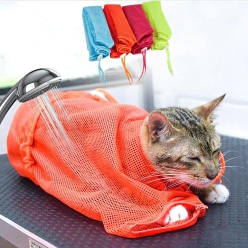 Mesh Cat Bathing Bag Multifunctional cat wash bag Anti-scratch cat supplies pet cleaning supplies