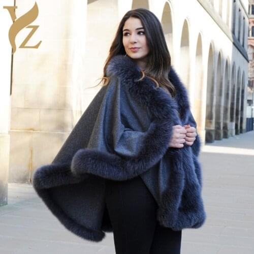 Real Fur Coat Natural Fox Surround Fur Shawl Fashion Warm Poncho Cape High Quaility Wool Coat Real Fox Fur Jackets Women Tops