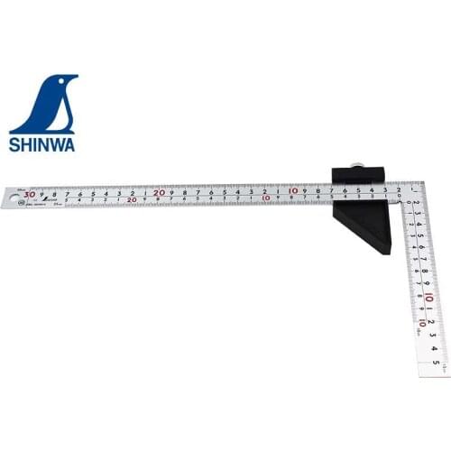 SHINWA Penguin Carpenters Square Wide Hard Chrome Finish with Stopper 1PCS