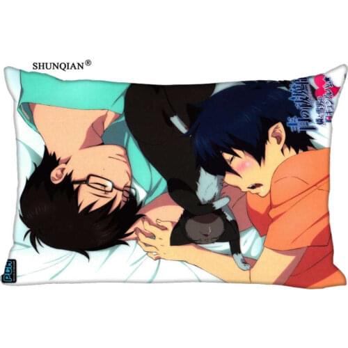 Custom Blue Exorcist animation printing Rectangle silk Pillowcase Two Sides printed 35x45cm,40x60cm,50x75cm