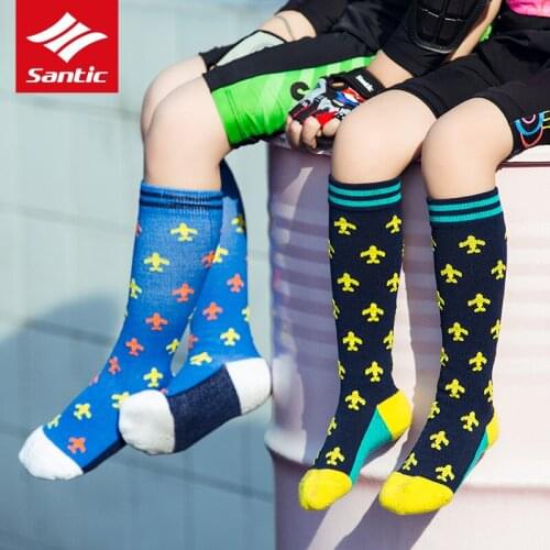 Santic Profrssional Kids Balance Bike Stockings Breathable lovely Childrens Cycling Socks Boys Girls Safety Sport Socks 4Colors