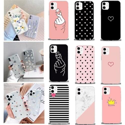 Ultra Thin Case For apple iphone 6s 6 7 8 plus 5S 5SE 5 12 Pro Max Mini Cute Love Heart Silicone TPU Soft Phone Cover Shell