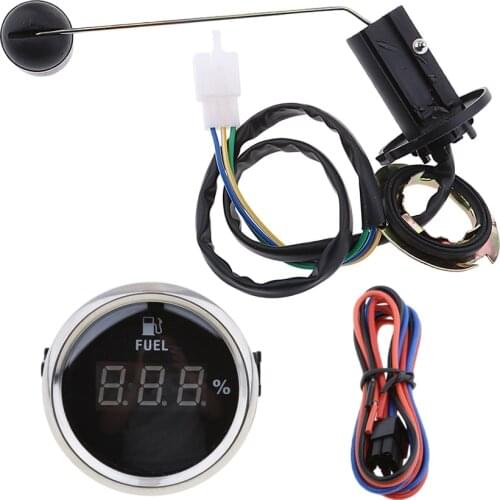 Universal 2' Fuel Tank Level Gauge with Sender & Float Combo Set Digital Fuel Level Gauge Vehicle Motorcycles Accessories
