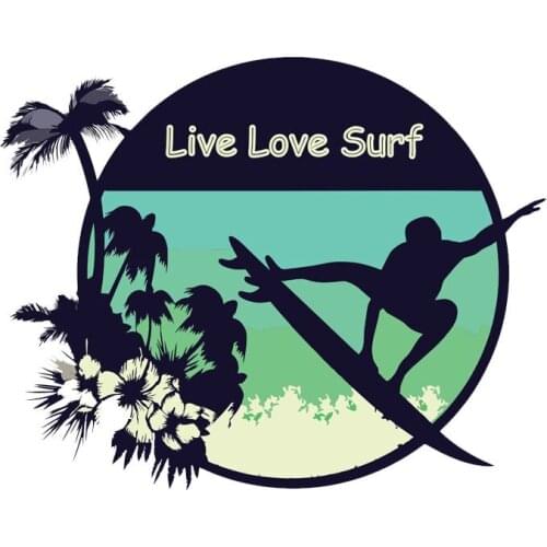 High Quality Personality Live Love Surf Sticker Funny Sport Decal Accessories for Car Window Apply To Car Window Laptop